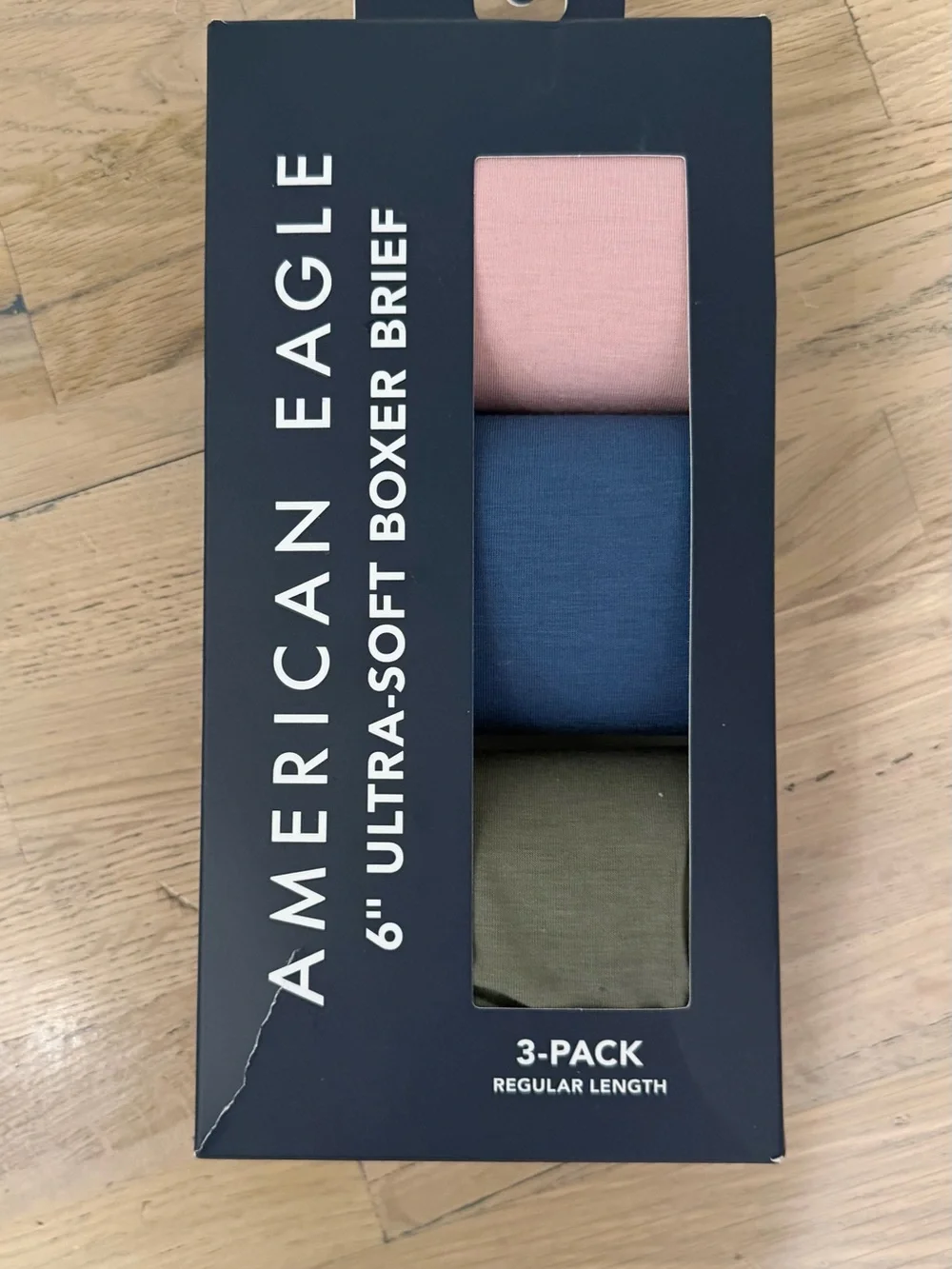 American Eagle Outfitters 3-Pack Ultra-Soft Boxer Briefs - Pink, Blue, Olive